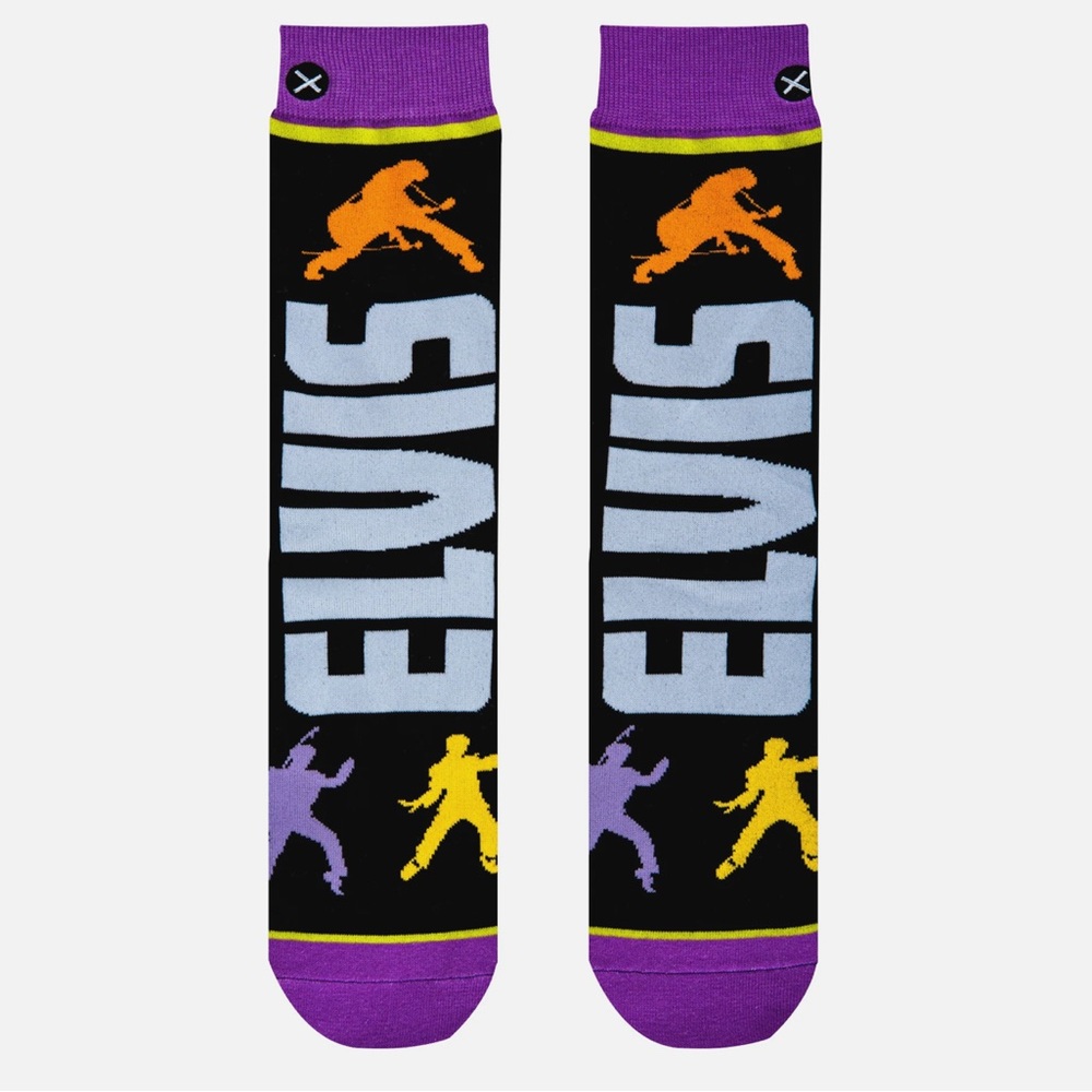 ODD-SOX: Elvis Black and Purple Men's Socks - size L